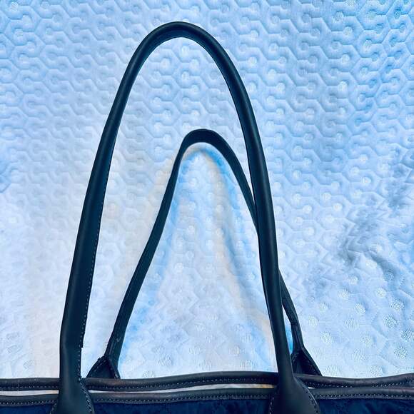 POTTERY BARN KIDS QUILTED MINIMALIST NEUTRAL DIAPER BAG BLACK W/ BROWN TRIM - Picture 13 of 16